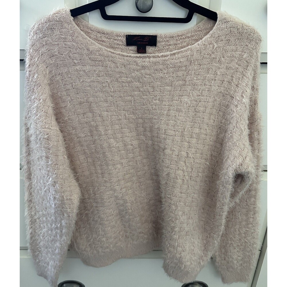 Kian D Los Angeles Fuzzy Knit Sweater Pink Pastel Soft Coquette Womens Large